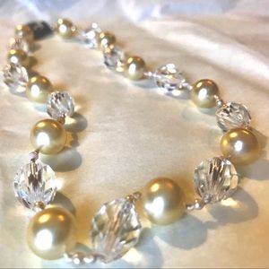 Vintage Glass Bead Faux Pearl Necklace SS